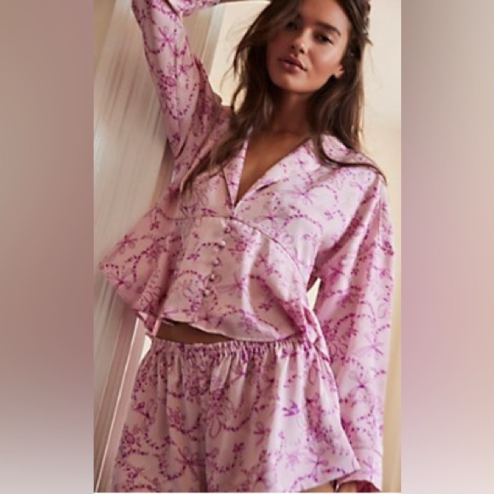 Free People Pink Floral Pajama Set